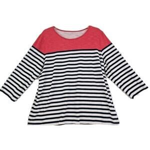Coldwater Creek ~Woman Size XL~ Multicolor Striped 3/4 Sleeve Basic Cotton Blend